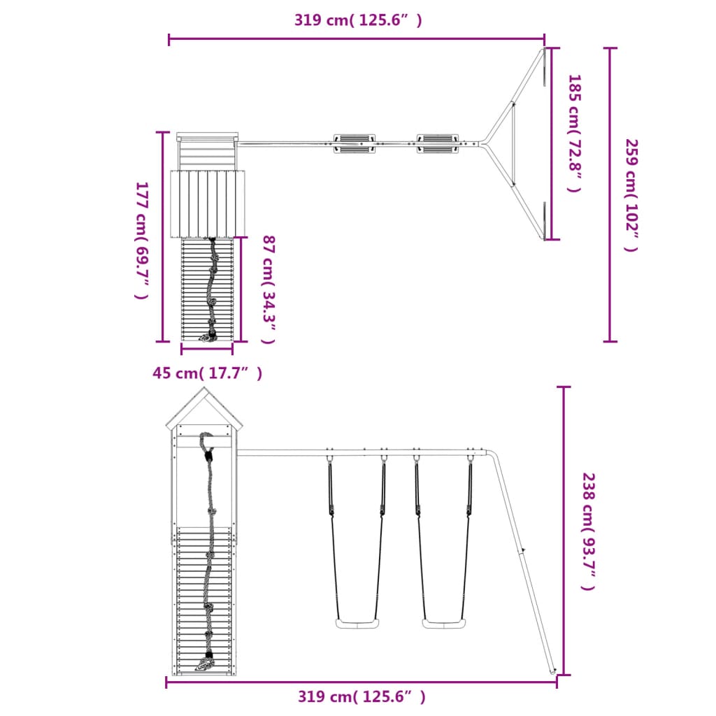 Set de joacă pentru exterior, lemn de pin impregnat