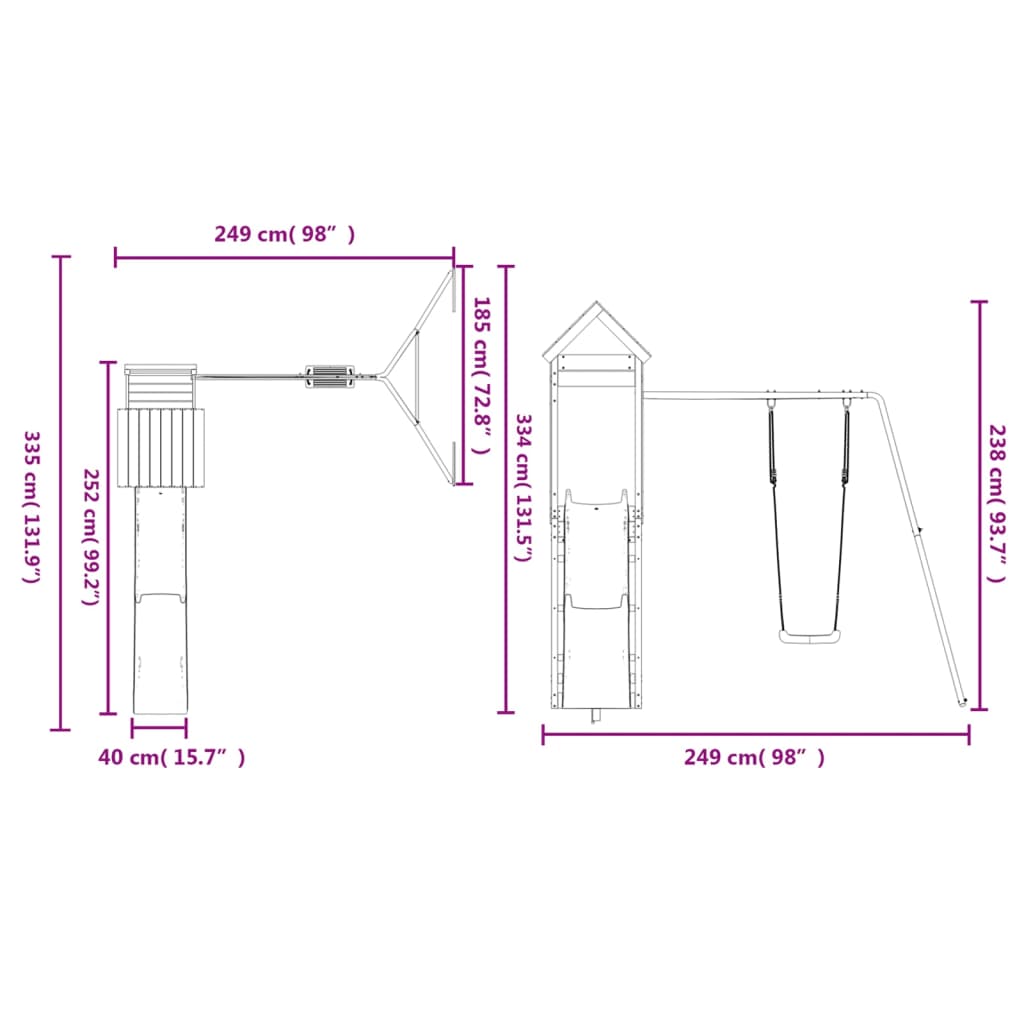 Set de joacă pentru exterior, lemn masiv de pin