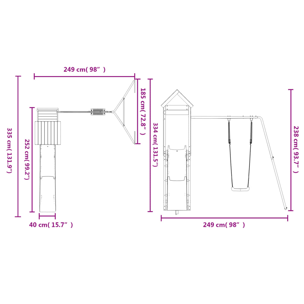 Set de joacă pentru exterior, lemn de pin impregnat