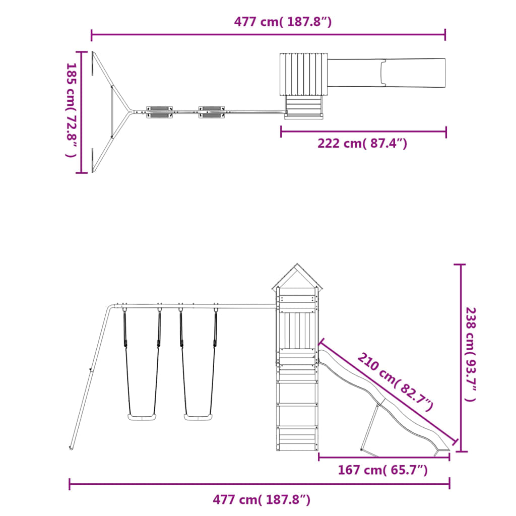 Set de joacă pentru exterior, lemn de pin impregnat