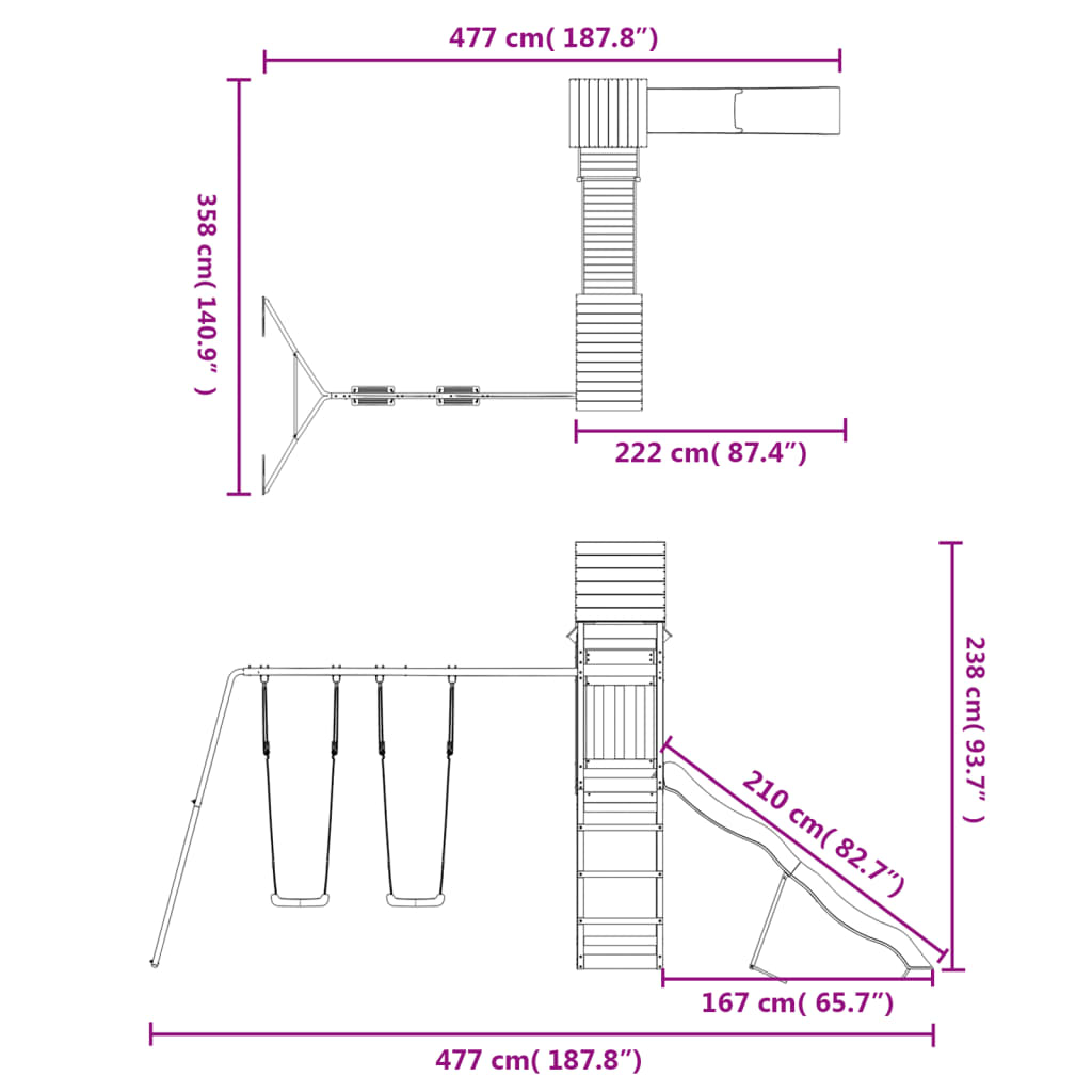 Set de joacă pentru exterior, lemn de pin impregnat