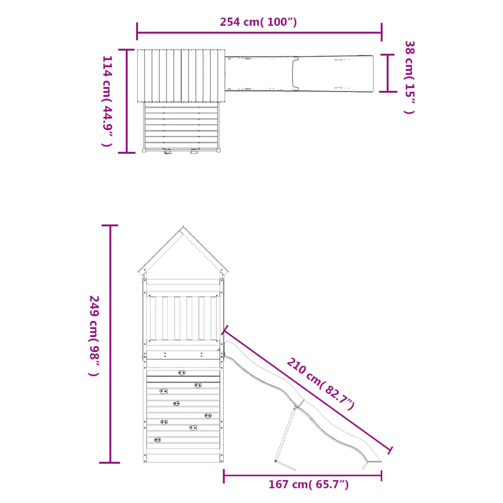 Set de joacă pentru exterior, lemn masiv de pin