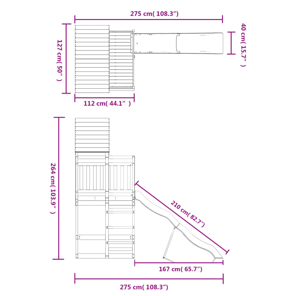 Set de joacă pentru exterior, lemn de pin impregnat