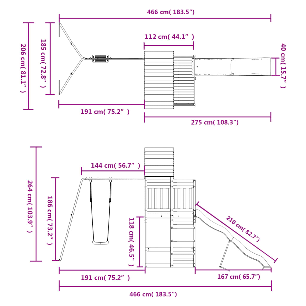 Set de joacă pentru exterior, lemn de pin impregnat