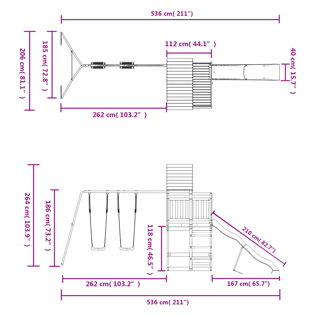 Set de joacă pentru exterior, lemn de pin impregnat