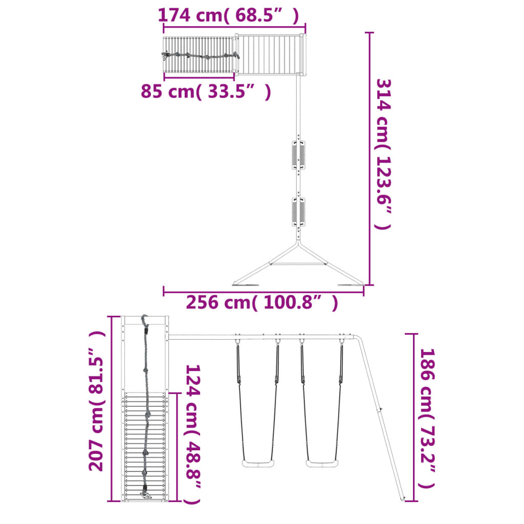 Set de joacă pentru exterior, lemn de pin impregnat