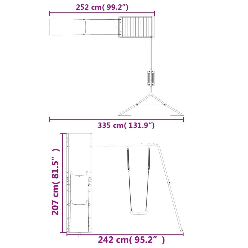 Set de joacă pentru exterior, lemn masiv de pin