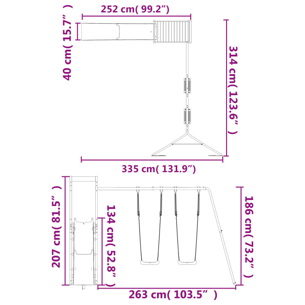 Set de joacă pentru exterior, lemn de pin impregnat