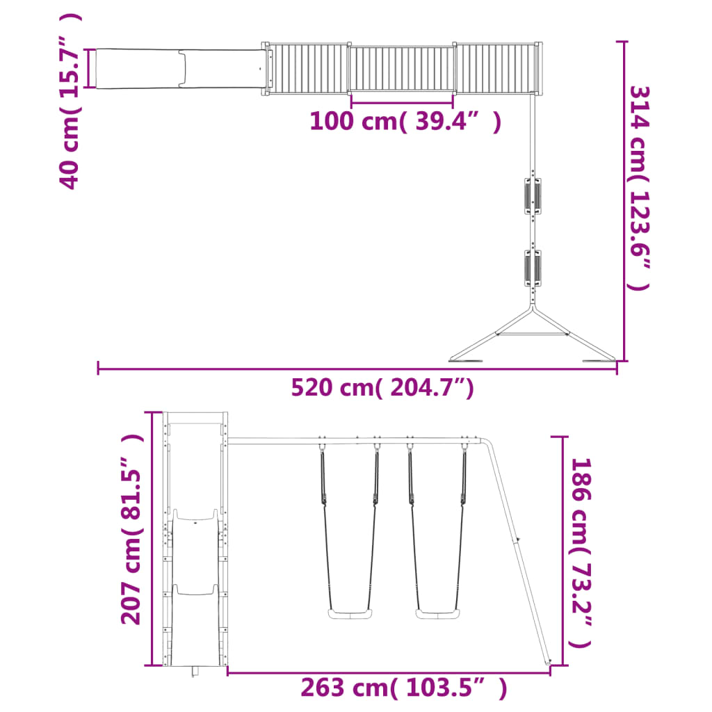 Set de joacă pentru exterior, lemn masiv de douglas