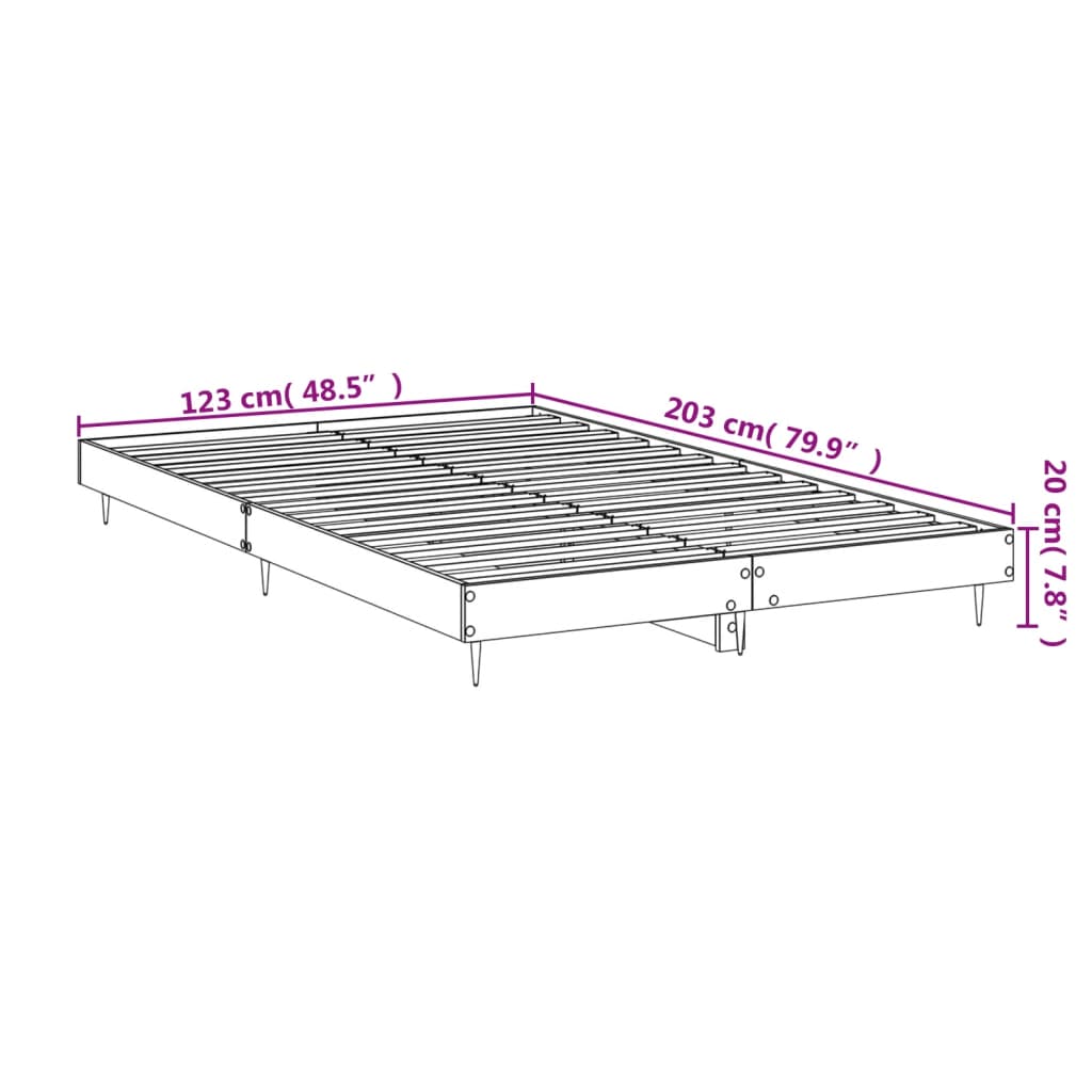 Cadru de pat, gri sonoma, 120x200 cm, lemn prelucrat