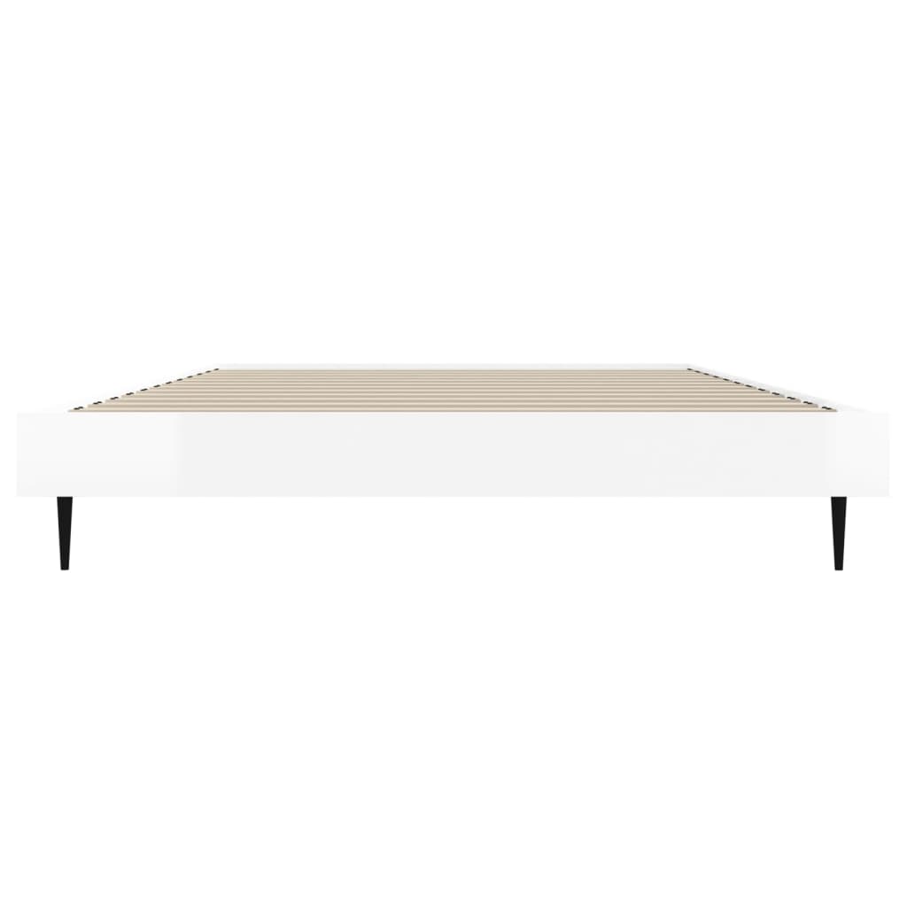 Cadru de pat, alb extralucios, 90x200 cm, lemn prelucrat