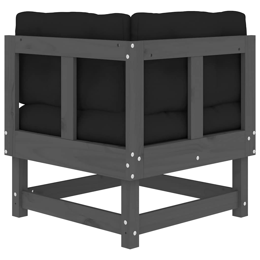 Canapele colțar cu perne, 2 buc., gri, lemn masiv de pin