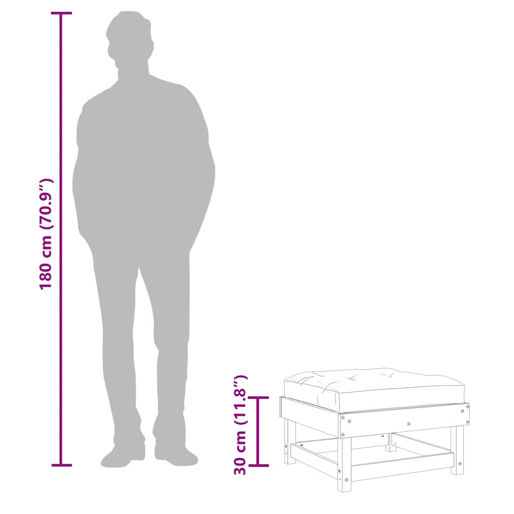 Taburete de grădină cu perne, 2 buc., lemn masiv de pin