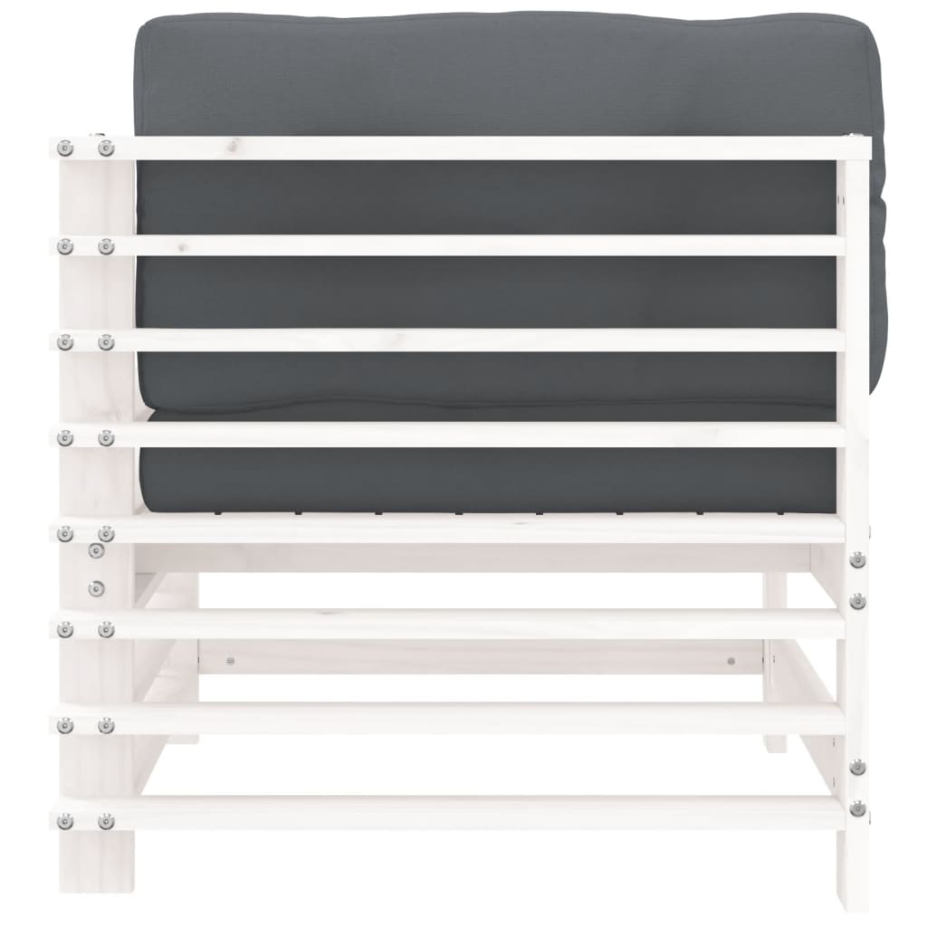 Canapele colțar cu perne, 2 buc., alb, lemn masiv de pin