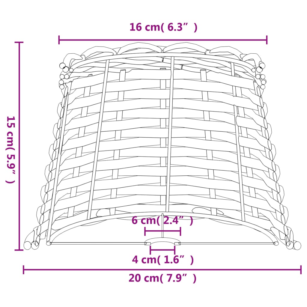 Abajur de veioză maro Ø20x15 cm răchită