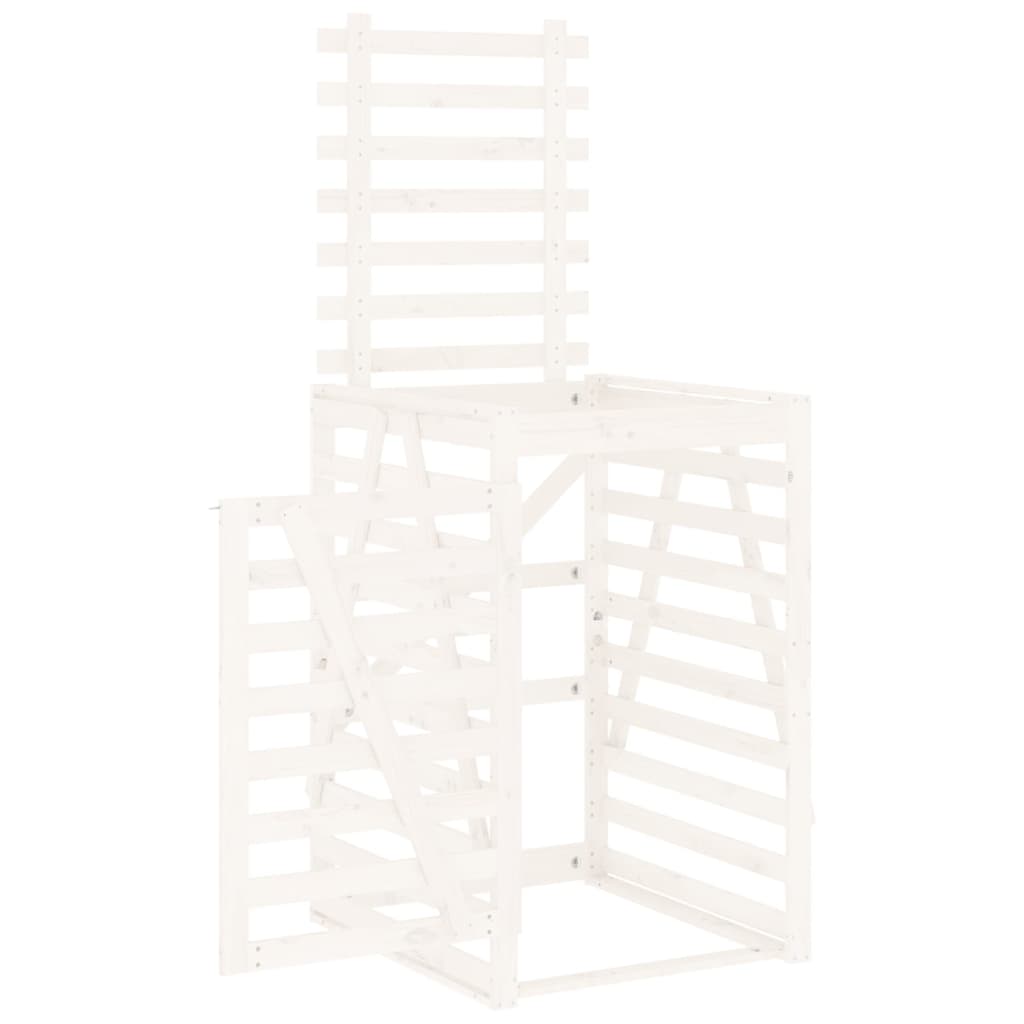 Depozitare coș de gunoi, alb, 84x90x128,5 cm, lemn masiv de pin