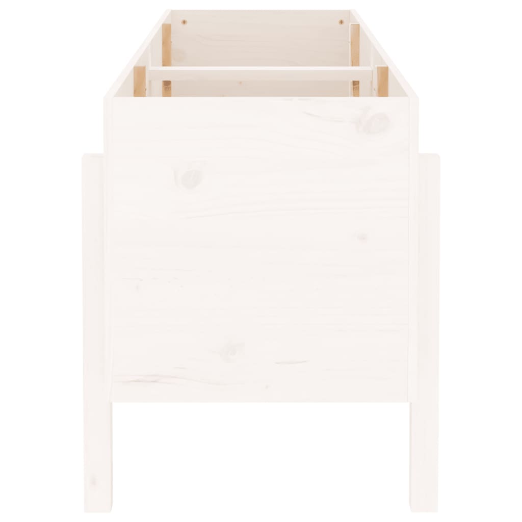 Strat înălțat de grădină, alb, 160x50x57 cm, lemn masiv de pin