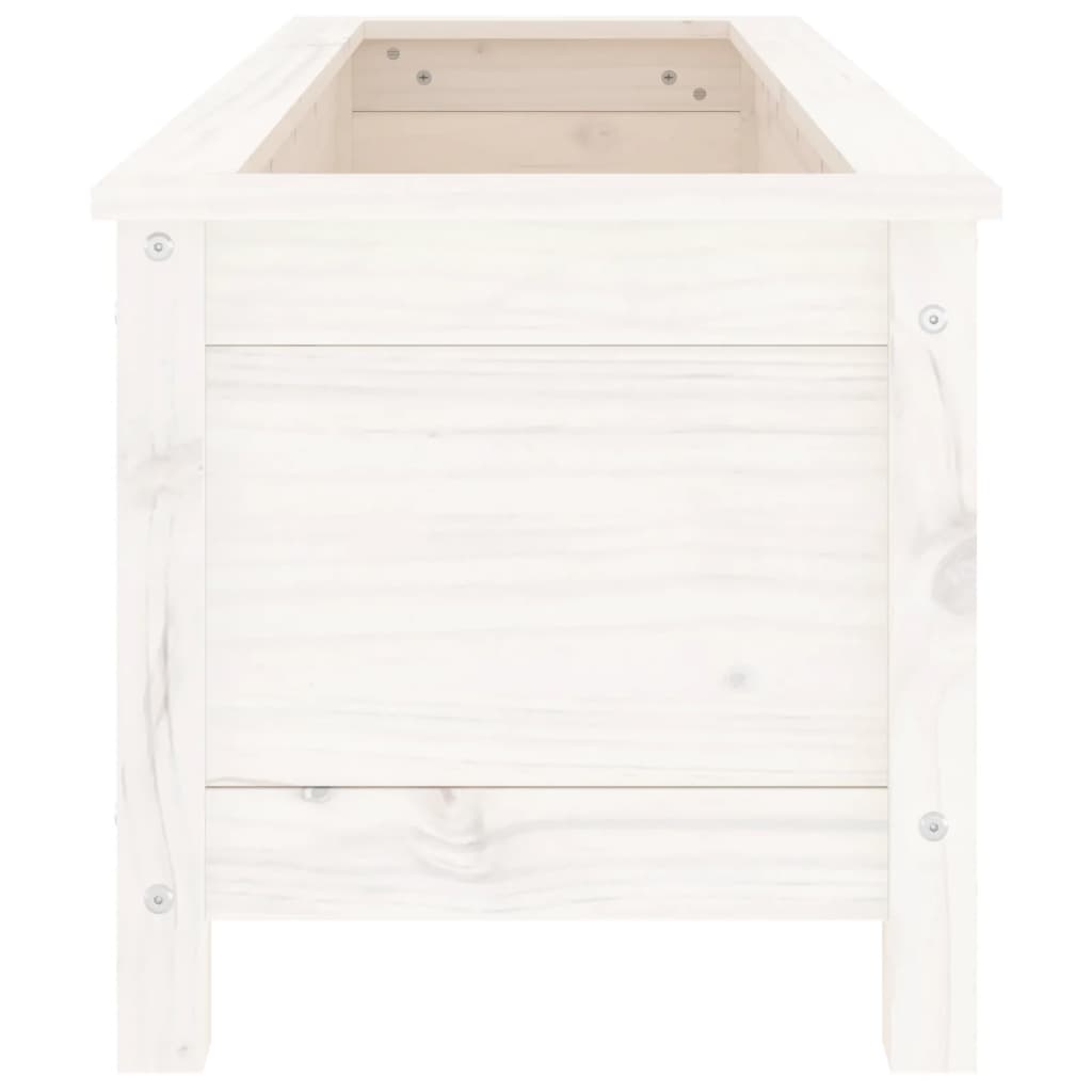 Strat înălțat de grădină, alb, 119,5x40x39 cm, lemn masiv pin