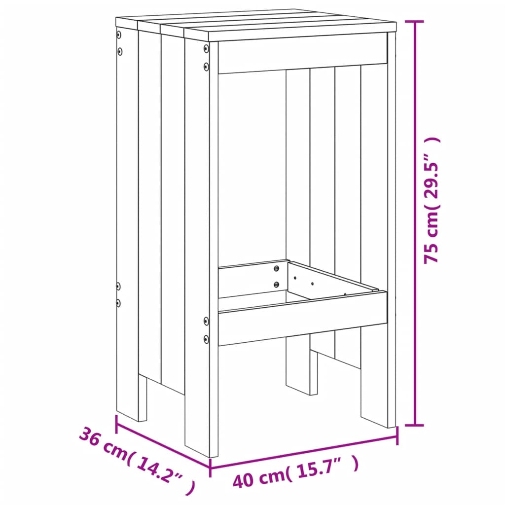 Taburete de bar 2 buc. maro miere 40x36x75 cm lemn masiv de pin