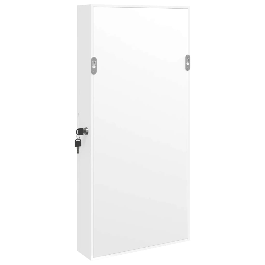 Dulap de bijuterii cu oglindă și lumini LED, de perete, alb