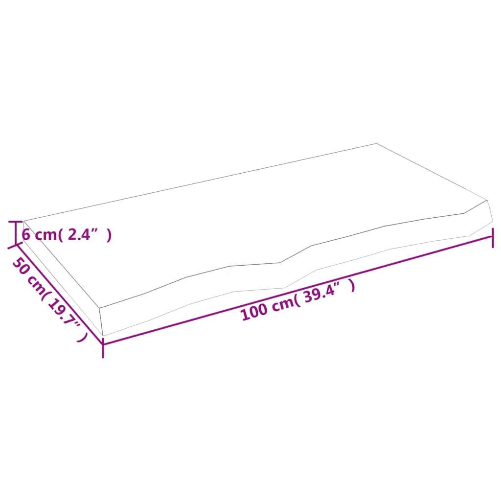 Poliță de perete, 100x50x(2-6)cm, lemn masiv de stejar netratat