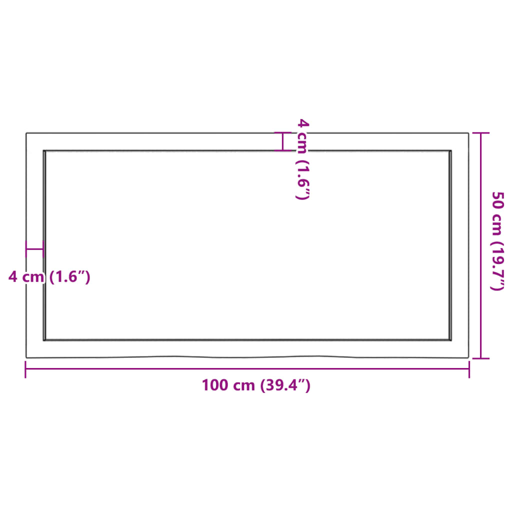 Poliță de perete, 100x50x(2-6)cm, lemn masiv de stejar netratat