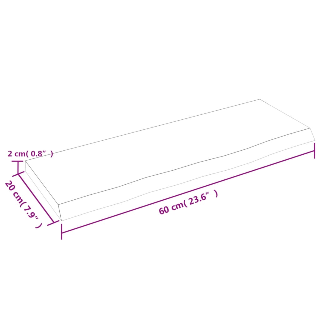 Poliță perete maro deschis 60x20x2 cm lemn masiv stejar tratat