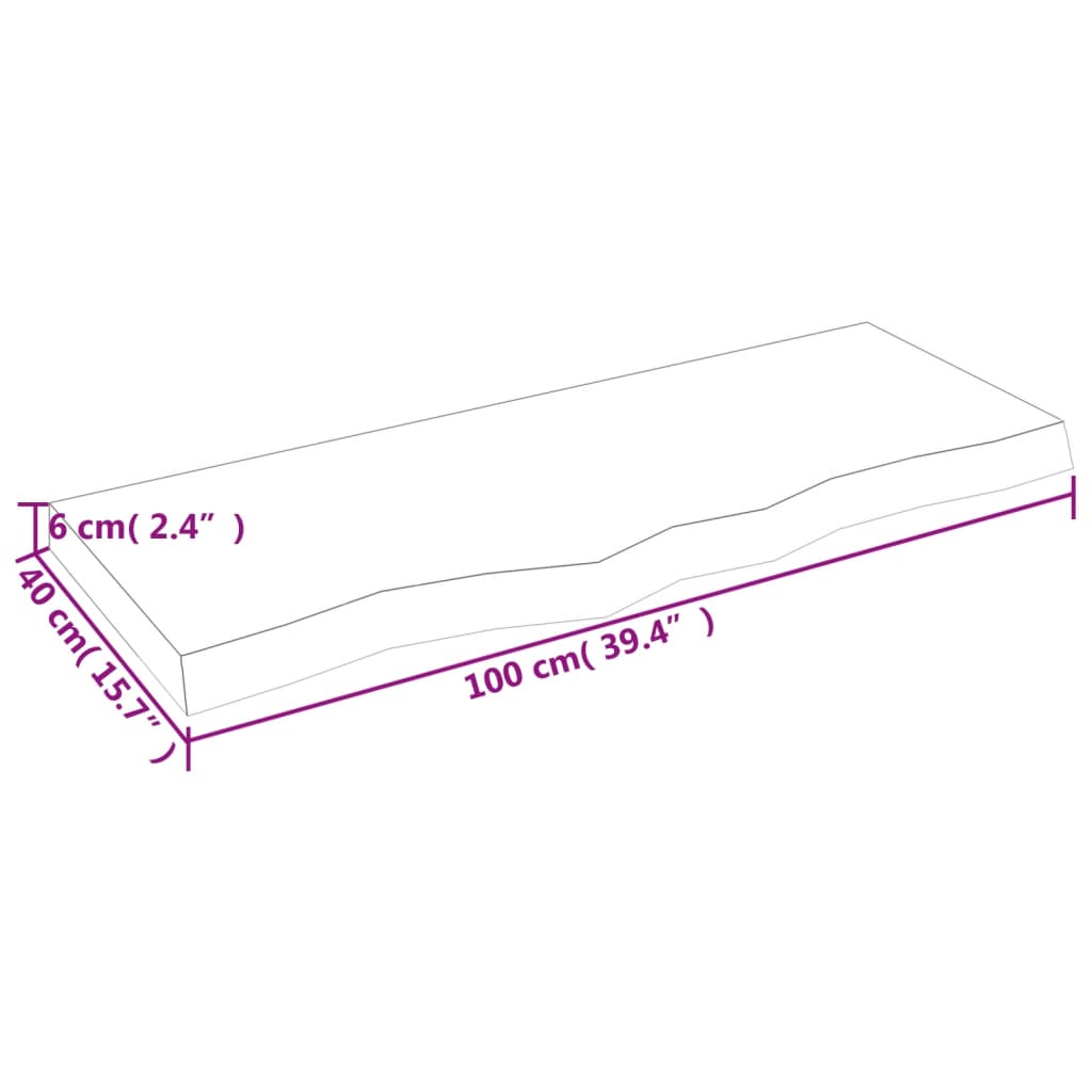 Raft de perete maro deschis 100x40x(2-6) cm lemn stejar tratat