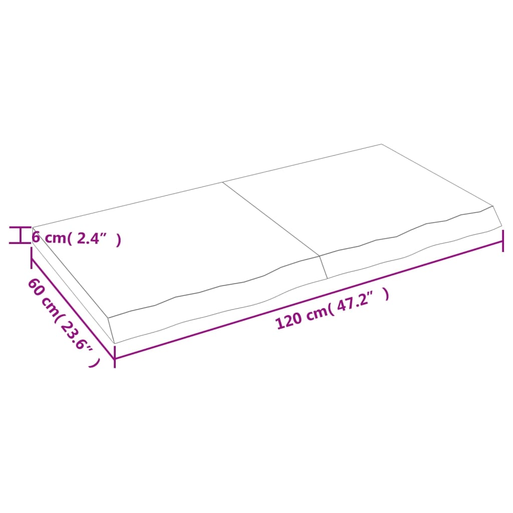 Raft de perete maro deschis 120x60x(2-6) cm lemn stejar tratat