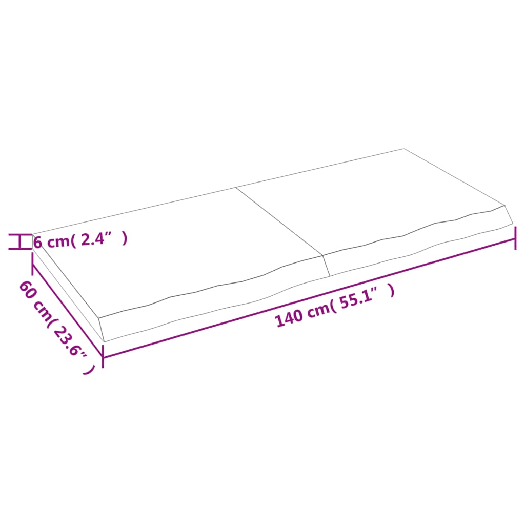 Raft de perete maro deschis 140x60x(2-6) cm lemn stejar tratat