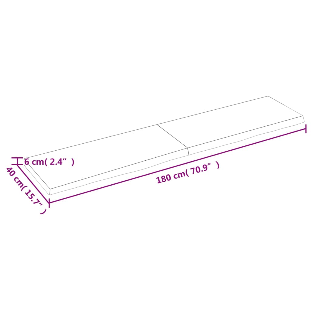 Raft de perete maro deschis 180x40x(2-6) cm lemn stejar tratat