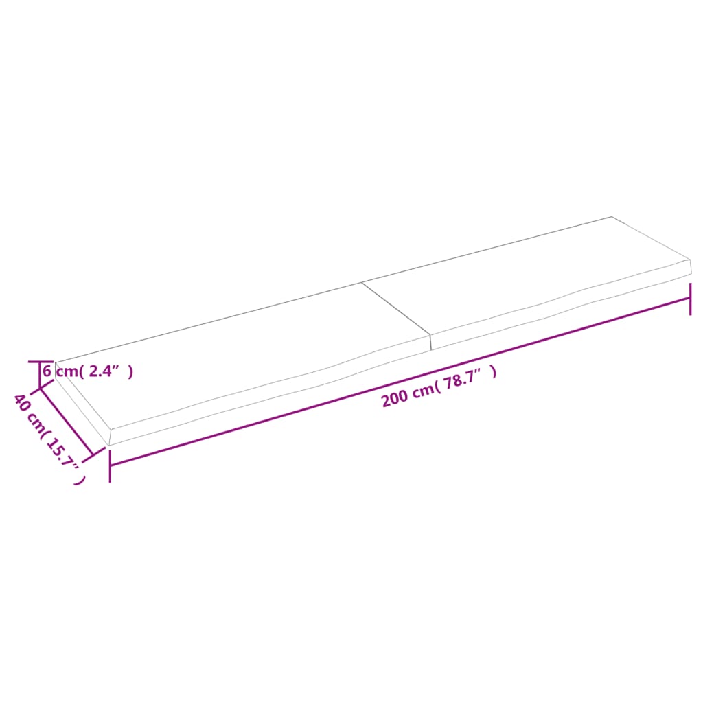 Raft de perete maro deschis 200x40x(2-6) cm lemn stejar tratat