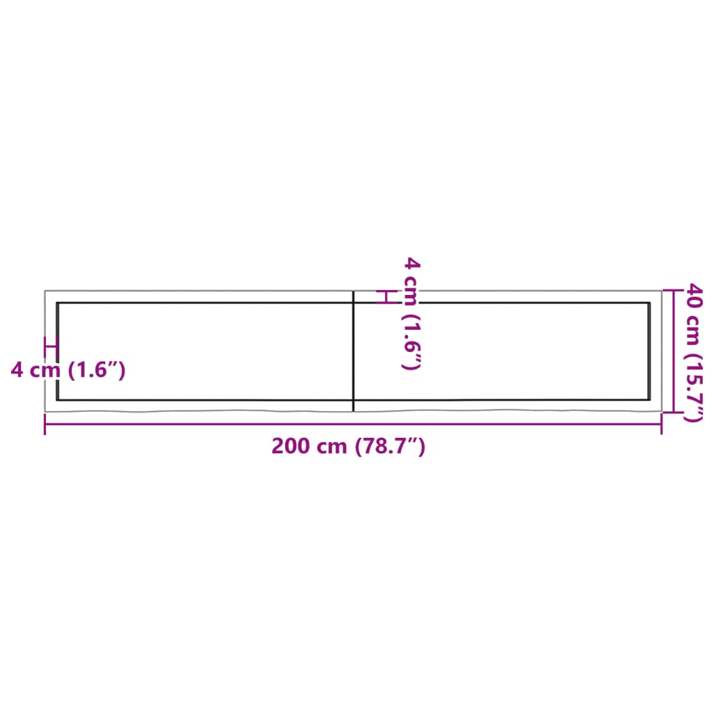 Raft de perete maro deschis 200x40x(2-6) cm lemn stejar tratat