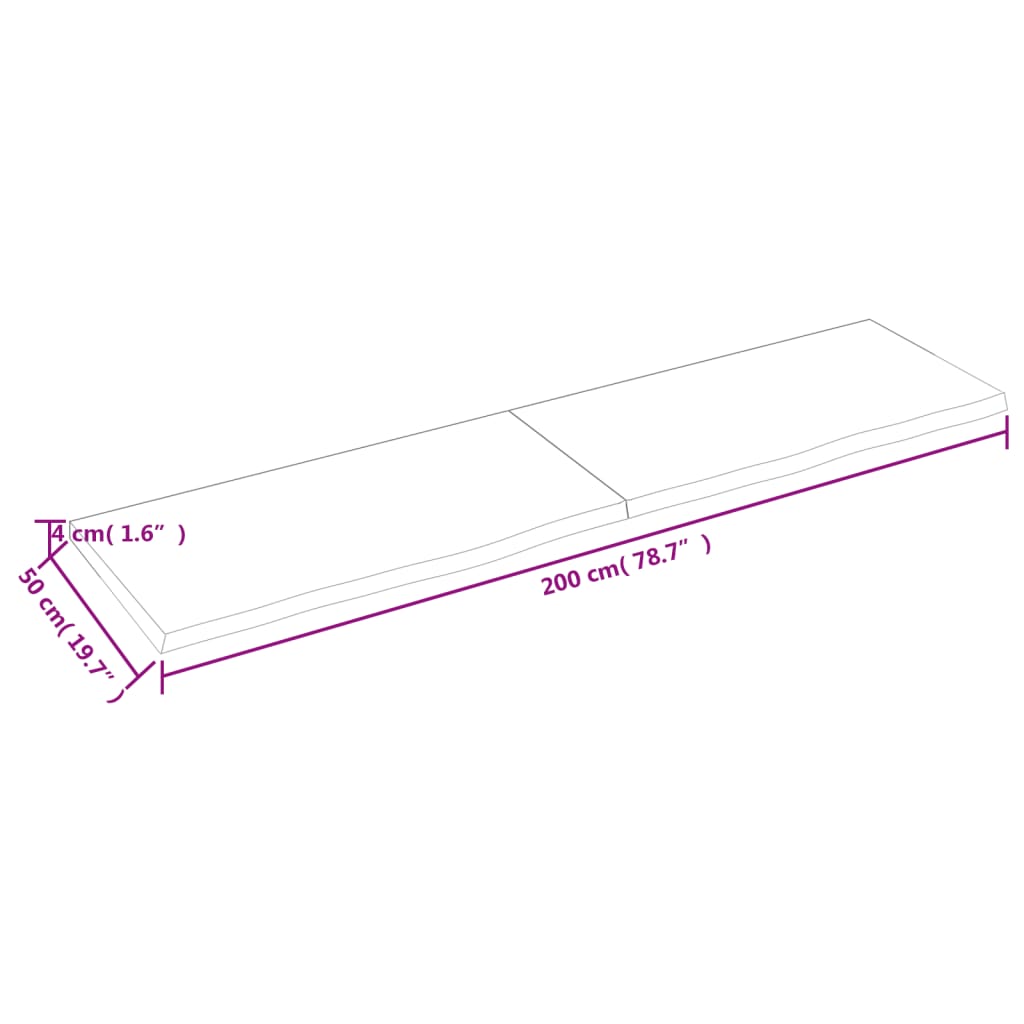 Raft de perete maro deschis 200x50x(2-4) cm lemn stejar tratat