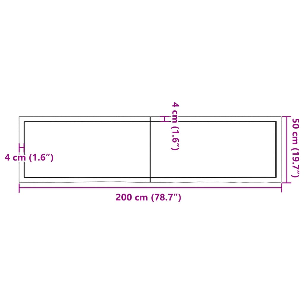 Raft de perete maro deschis 200x50x(2-4) cm lemn stejar tratat