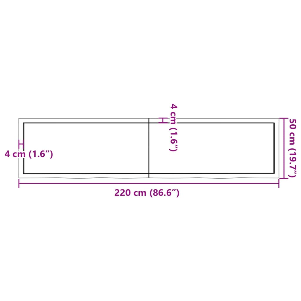 Raft de perete maro deschis 220x50x(2-4) cm lemn stejar tratat