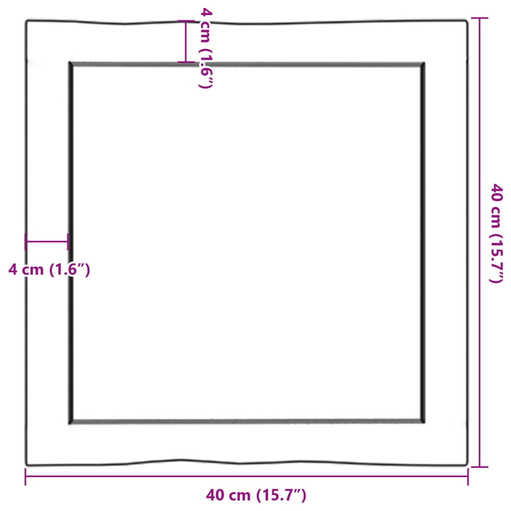 Blat masă 40x40x(2-4) cm lemn stejar netratat contur organic