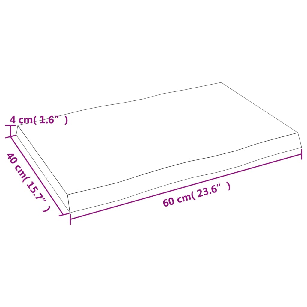 Blat masă 60x40x(2-4) cm lemn stejar netratat contur organic