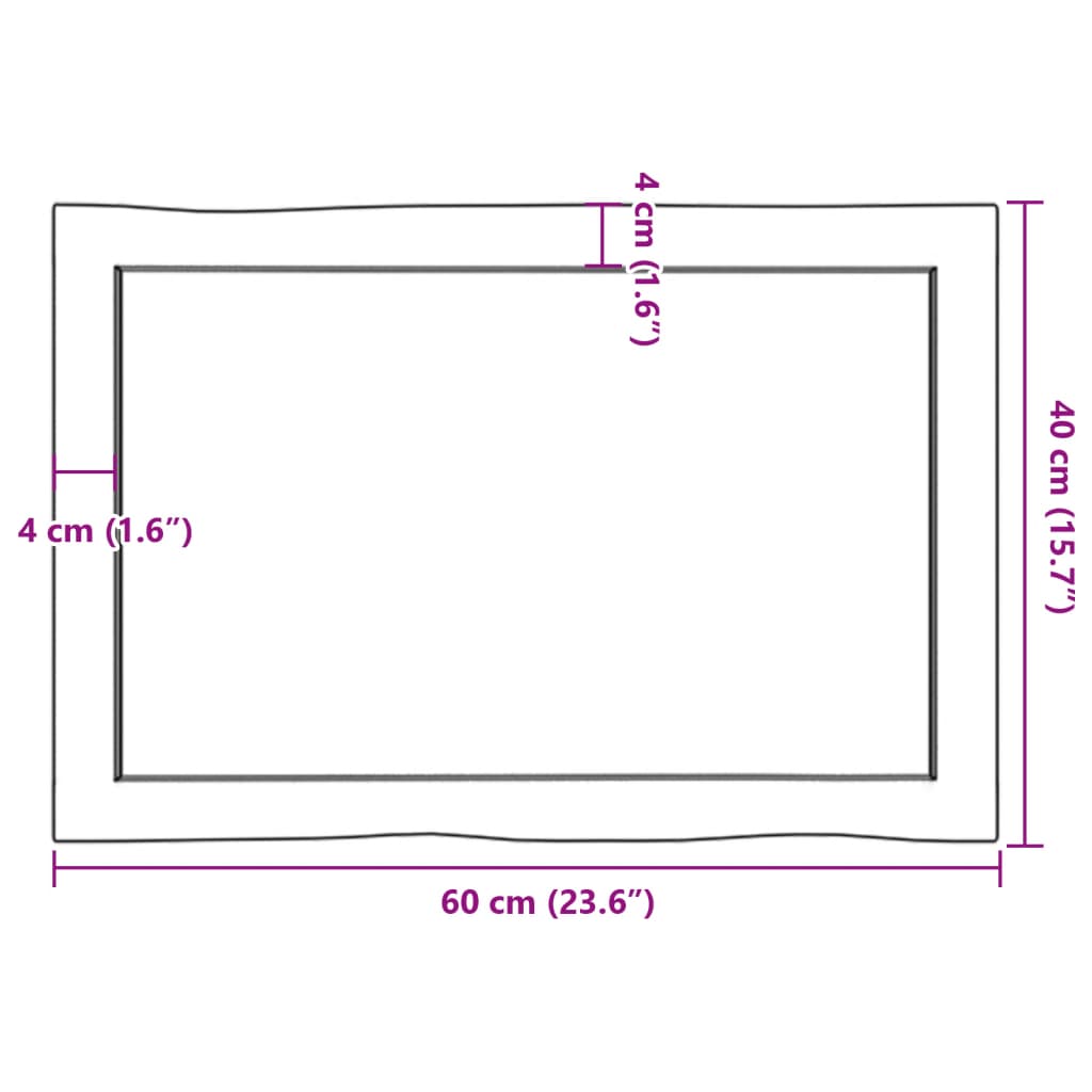 Blat masă 60x40x(2-4) cm lemn stejar netratat contur organic