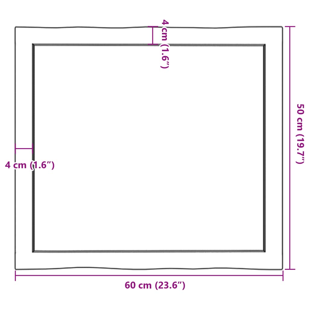 Blat masă 60x50x(2-4) cm lemn stejar netratat contur organic