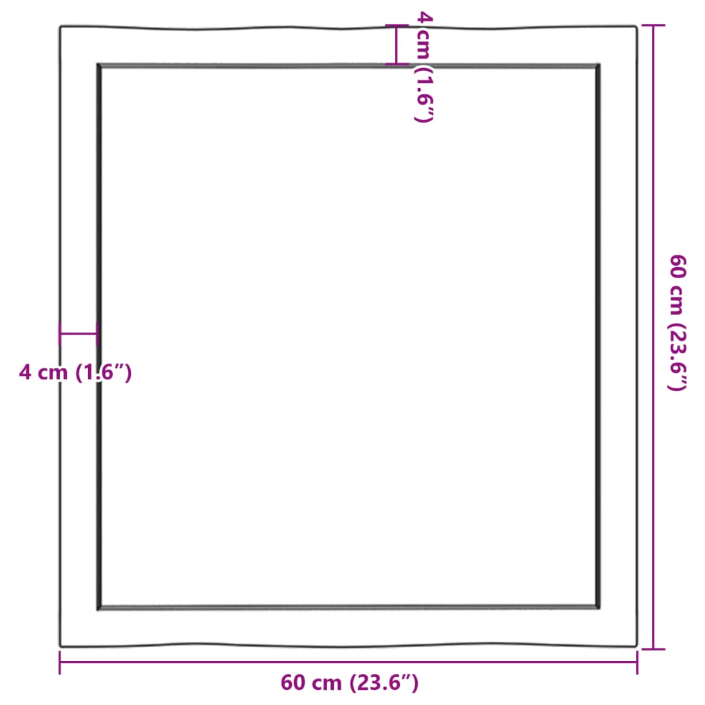 Blat masă 60x60x(2-6) cm lemn stejar netratat contur organic