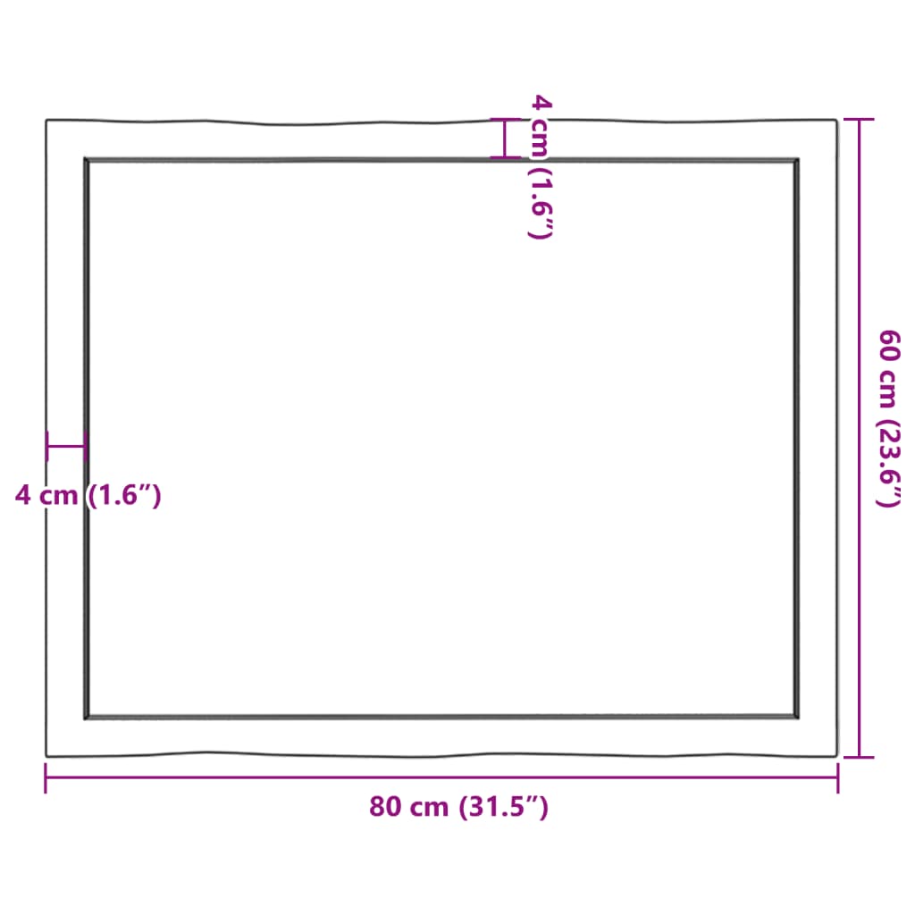 Blat masă 80x60x(2-4) cm lemn stejar netratat contur organic