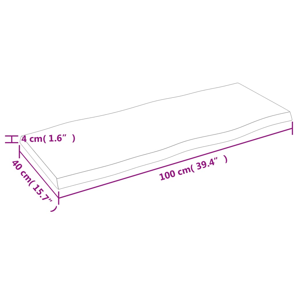 Blat masă 100x40x(2-4) cm lemn stejar netratat contur organic