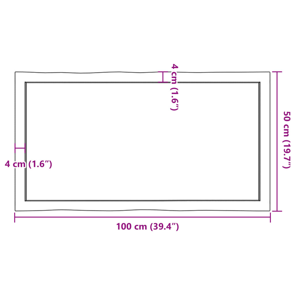 Blat masă 100x50x(2-4) cm lemn stejar netratat contur organic