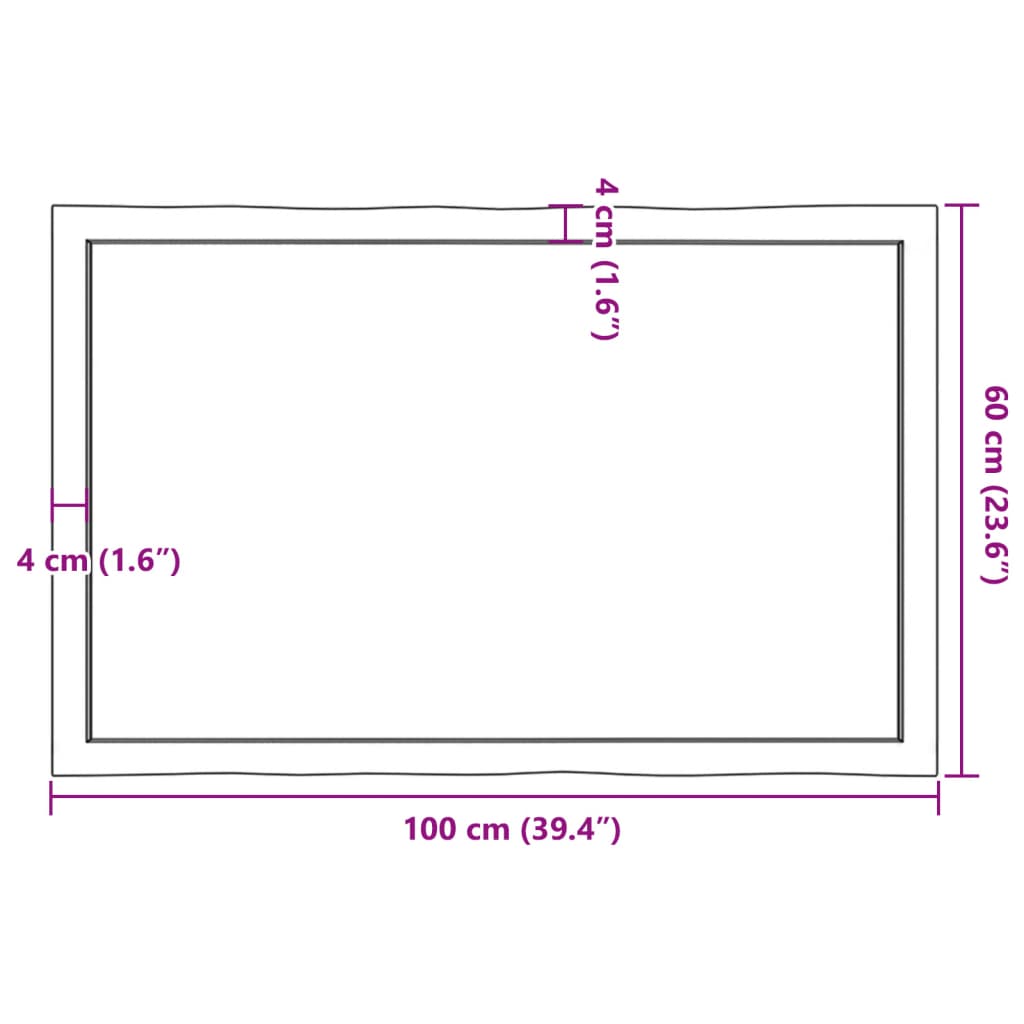 Blat masă 100x60x(2-4) cm lemn stejar netratat contur organic