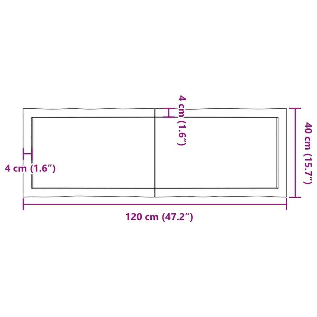 Blat masă 120x40x(2-6) cm lemn stejar netratat contur organic