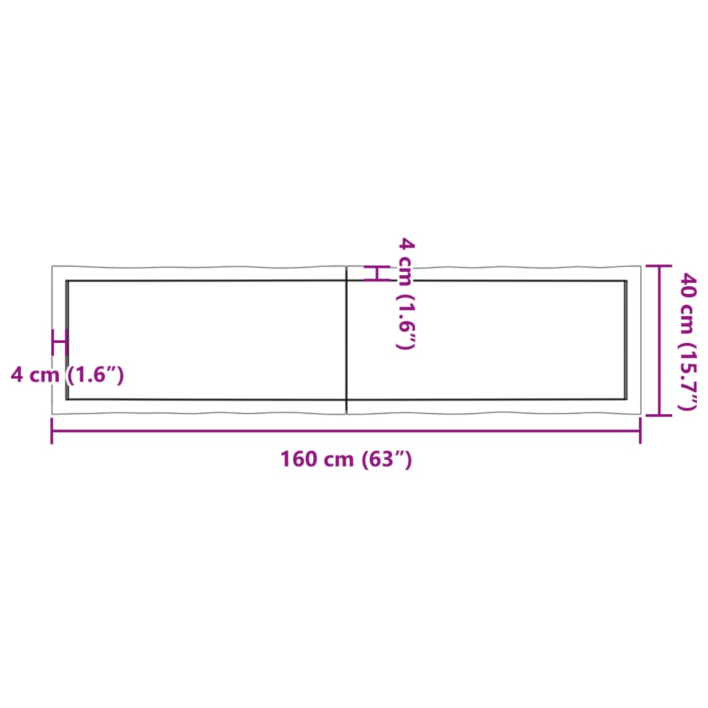 Blat masă 160x40x(2-4) cm lemn stejar netratat contur organic