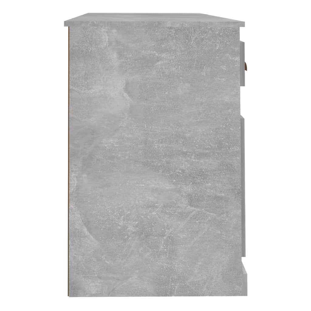 Birou cu dulap, gri beton, lemn prelucrat