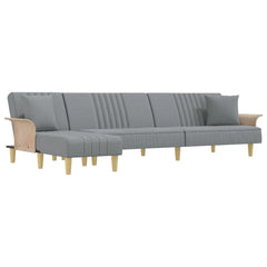 Canapea extensibilă în formă de L gri 279x140x70 cm catifea