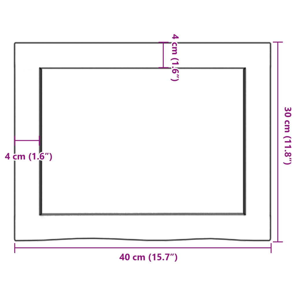 Blat de baie, maro deschis, 40x30x(2-4) cm, lemn masiv tratat